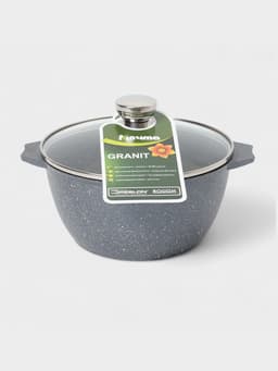 Кастрюля Мечта «Гранит», 3 л, d=22 см, со стеклянной крышкой, антипригарное покрытие, литой алюминий, серая