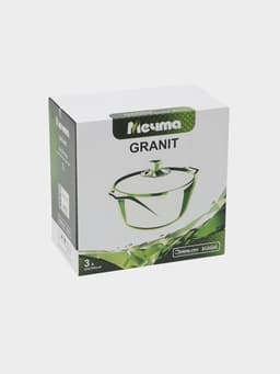 Кастрюля Мечта «Гранит», 3 л, d=22 см, со стеклянной крышкой, антипригарное покрытие, литой алюминий, серая