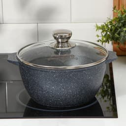 Кастрюля Мечта «Гранит», 3 л, d=22 см, со стеклянной крышкой, антипригарное покрытие, литой алюминий, серая