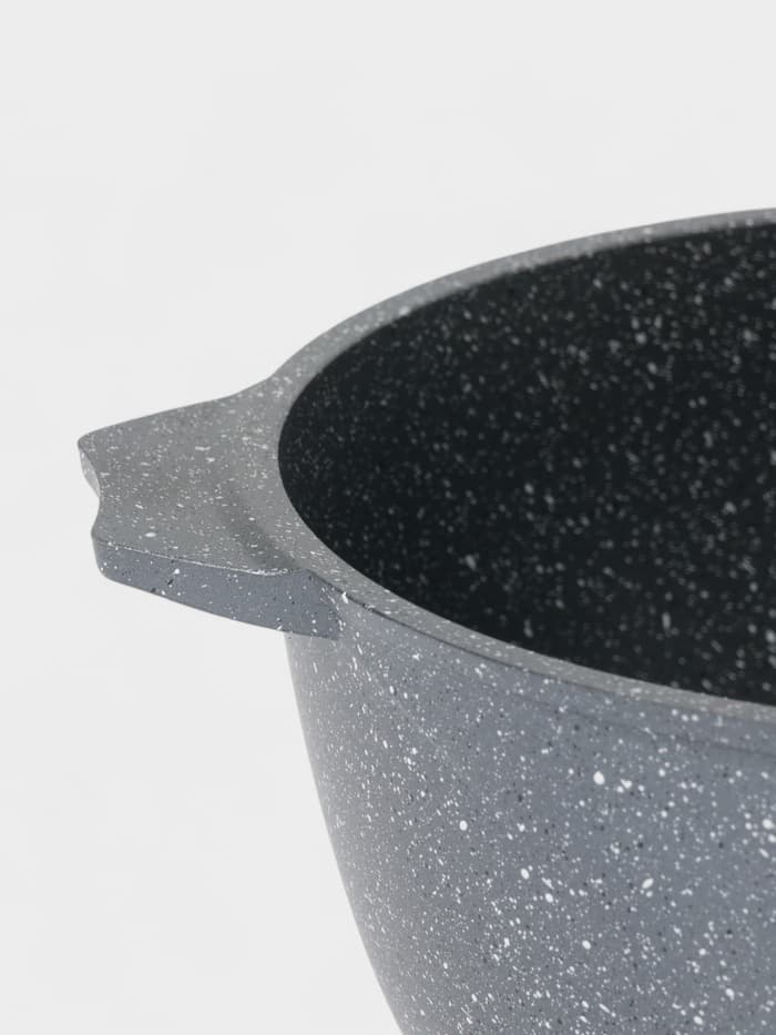 Кастрюля Мечта «Гранит», 3 л, d=22 см, со стеклянной крышкой, антипригарное покрытие, литой алюминий, серая