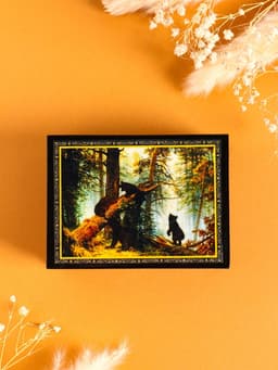 Шкатулка для украшений «Мишки», 7.5×10 см, лаковая миниатюра