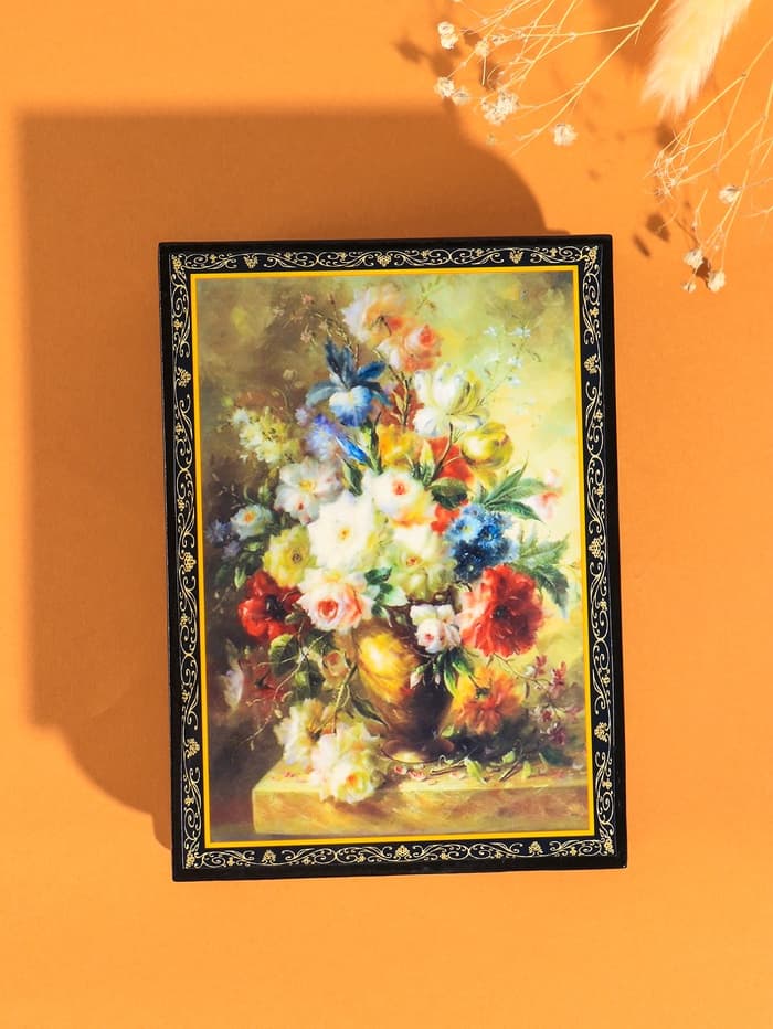 Шкатулка для украшений «Букет цветов», 10×14 см, лаковая миниатюра