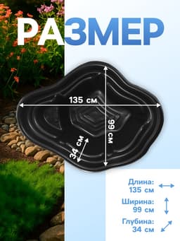 Пруд садовый пластиковый, 190 л, чёрный