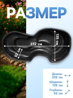 Пруд садовый пластиковый, 640 л, чёрный