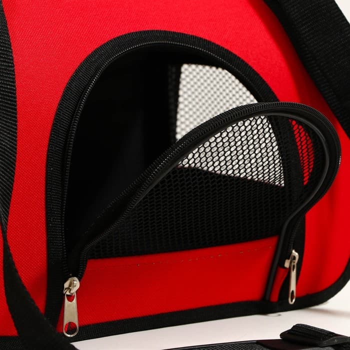 Сумка - переноска для животных, 31×20.5×23 см, 2 входа, красная