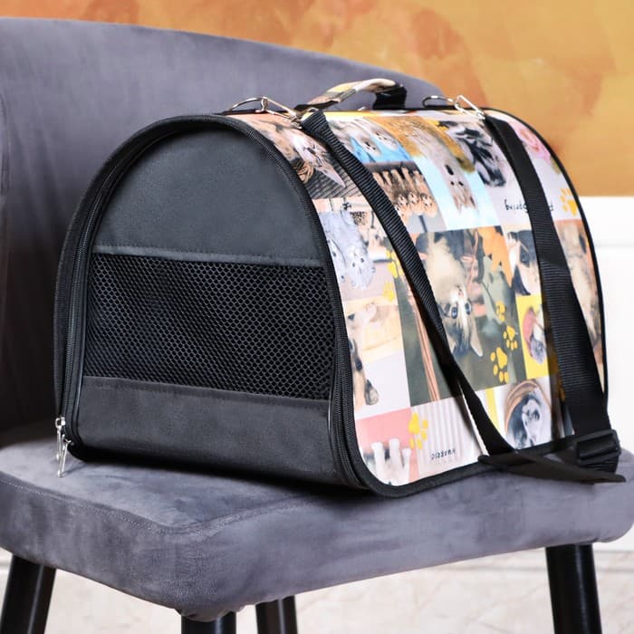 Сумка - переноска для животных с принтом, 46×28.5×30 см, цвет МИКС