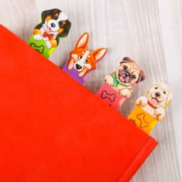 Закладки фигурные, картонные 5 шт. «Забавные песики!»