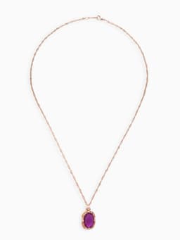 Гарнитур 3 предмета: серьги, кулон, кольцо безразмерное «Эдель», классик, фиолы в золоте, 45 см