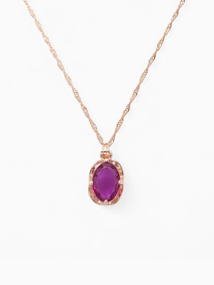 Гарнитур 3 предмета: серьги, кулон, кольцо безразмерное «Эдель», классик, фиолы в золоте, 45 см