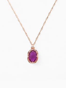 Гарнитур 3 предмета: серьги, кулон, кольцо безразмерное «Эдель», классик, фиолы в золоте, 45 см