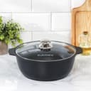 Жаровня KUKMARA «Традиция», 4 л, d=26 см, стеклянная крышка, антипригарное покрытие, чёрная