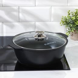 Жаровня KUKMARA «Традиция», 4 л, d=26 см, стеклянная крышка, антипригарное покрытие, чёрная