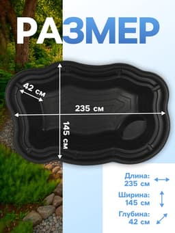 Пруд садовый пластиковый, 1300 л, чёрный