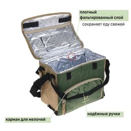 Термосумка «Арктика» на молнии, объём 10 л, с люком, зелёная