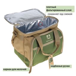 Термосумка с набором посуды, на 4х человек, для пикника, 13.5 л, 34×24×31 см, зелёная