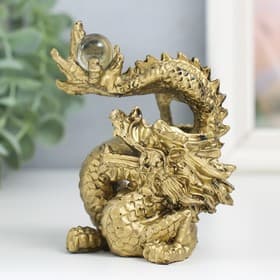 Нэцкэ фигурка «Дракон с шаром», полистоун, под бронзу, 10.5×7.5×6.5 см
