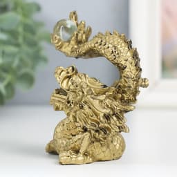 Нэцкэ фигурка «Дракон с шаром», полистоун, под бронзу, 10.5×7.5×6.5 см