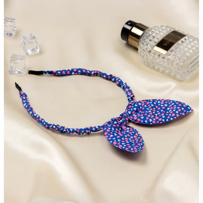 Ободок для волос Выбражулька «Веселые ушки», сердечки, синий