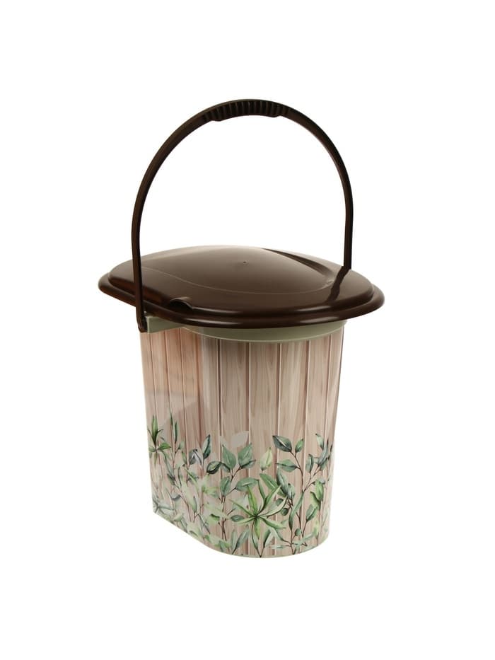 Ведро - туалет, h=38 см, 17 л, съёмный стульчак, бежевое, крышка МИКС