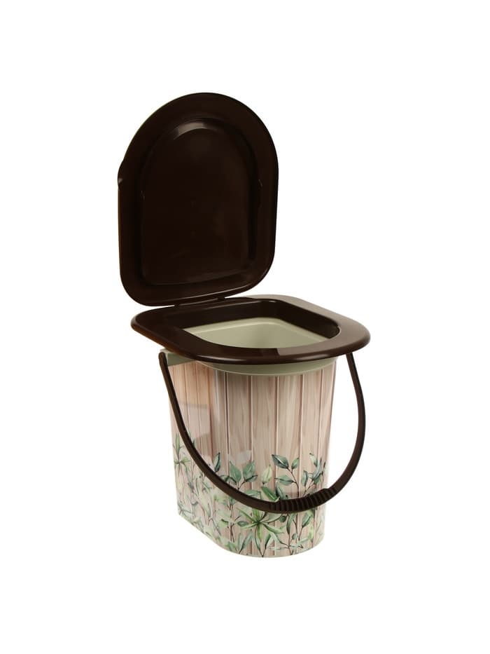 Ведро - туалет, h=38 см, 17 л, съёмный стульчак, бежевое, крышка МИКС