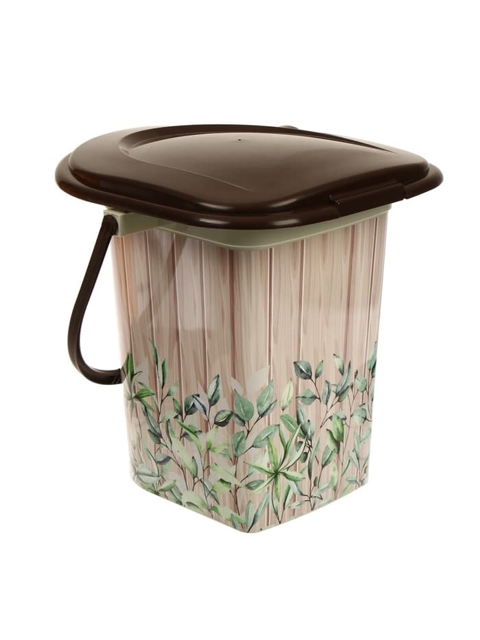 Ведро - туалет, h=38 см, 17 л, съёмный стульчак, бежевое, крышка МИКС