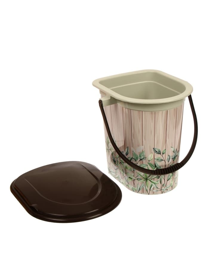 Ведро - туалет, h=38 см, 17 л, съёмный стульчак, бежевое, крышка МИКС