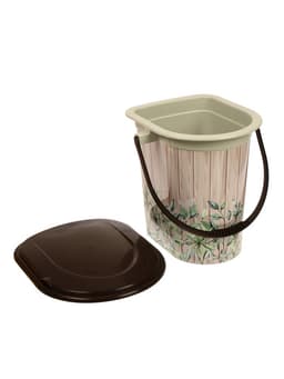 Ведро - туалет, h=38 см, 17 л, съёмный стульчак, бежевое, крышка МИКС