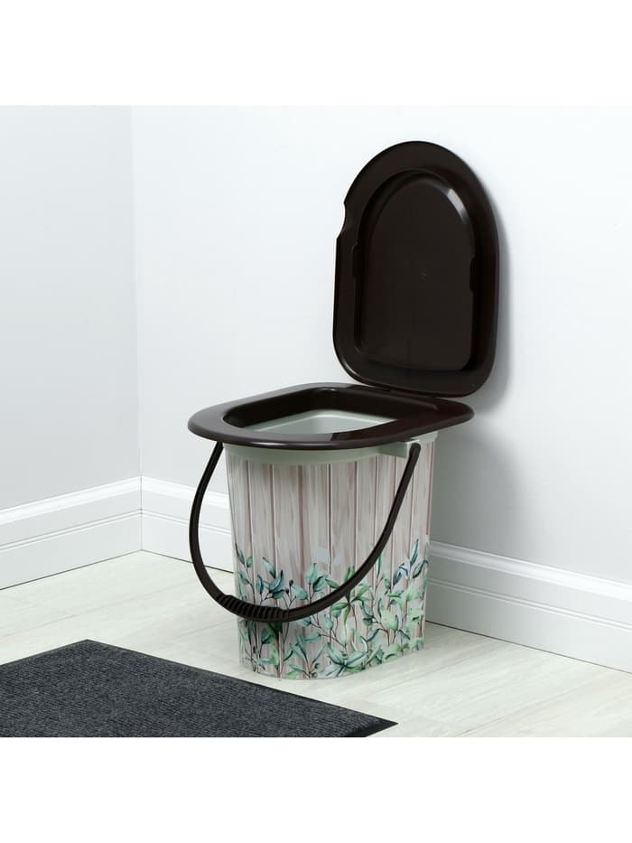 Ведро - туалет, h=38 см, 17 л, съёмный стульчак, бежевое, крышка МИКС