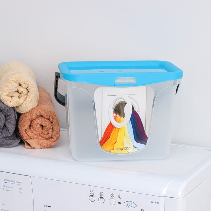 Контейнер для стирального порошка с ручкой, 6 л, голубая лагуна
