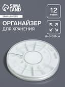 Органайзер для хранения мелочей «Карусель», 12 ячеек, d=6×0.8 см, прозрачный