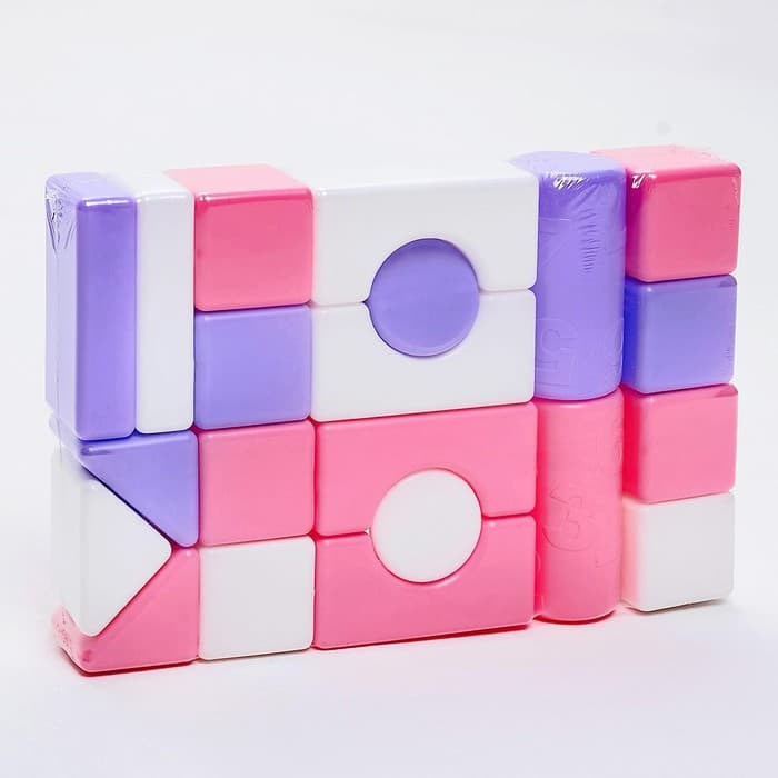 Кубики для малышей, пластиковые, цветные, 21 штука, 6×6 см, цвет розовый