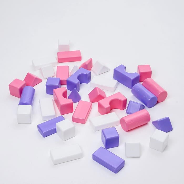 Кубики детские, пластиковые, цветные, 36 штук, 6×6 см, цвет розовый