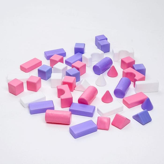 Кубики детские, пластиковые, цветные, 41 штука, 6×6 см, цвет розовый