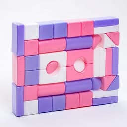 Кубики детские, пластиковые, цветные, 41 штука, 6×6 см, цвет розовый