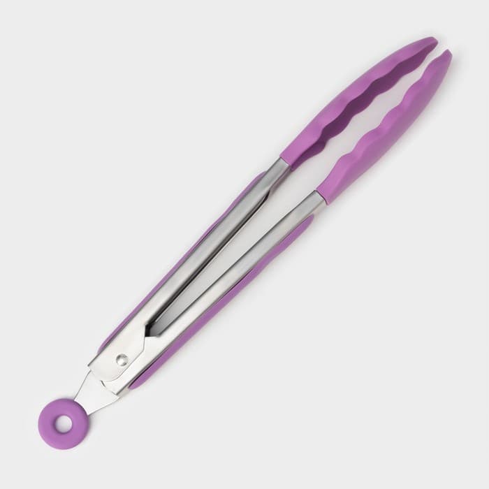 Щипцы кухонные Доляна «Лист», 25×3.5 см, сиреневые