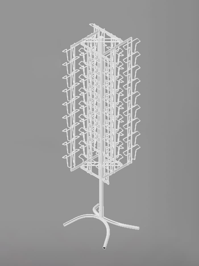 Стойка вращающаяся для открыток, напольная, 72 кармана А5, 44×44×180 см, цвет белый