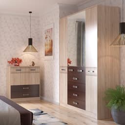 Комод напольный «Румба», 2 дверцы, 2 ящика, 900×430×1000 мм, цвет дуб сонома/венге