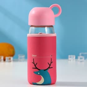 Бутылка для воды «Лесная банда», 420 мл, h=17 см, в чехле, стекло, МИКС