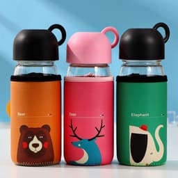 Бутылка для воды «Лесная банда», 420 мл, h=17 см, в чехле, стекло, МИКС