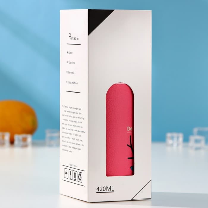 Бутылка для воды «Лесная банда», 420 мл, h=17 см, в чехле, стекло, МИКС