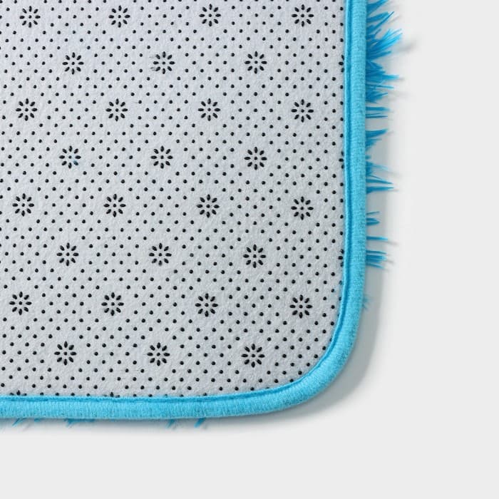 Коврики для ванной и туалета Доляна «Пушистик», 2 шт., 40×50, 50×80 см голубые