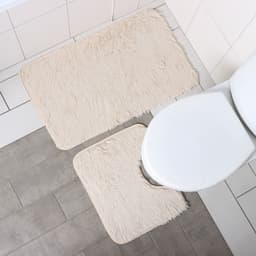 Набор ковриков для ванной и туалета Доляна «Пушистик», 2 шт., 40×50, 50×80 см бежевый