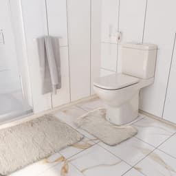 Набор ковриков для ванной и туалета Доляна «Пушистик», 2 шт., 40×50, 50×80 см бежевый