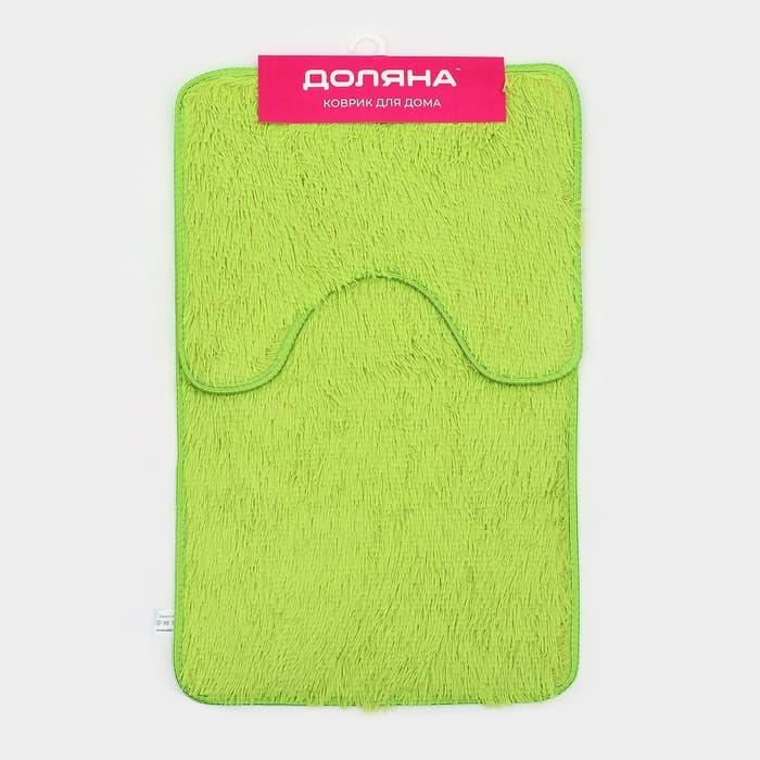 Коврики для ванной и туалета Доляна «Пушистик», 2 шт.: 40×50 см, 50×80 см, цвет зелёный