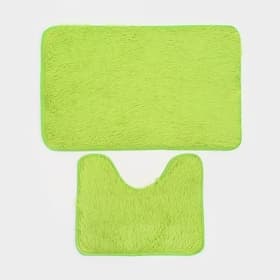 Коврики для ванной и туалета Доляна «Пушистик», 2 шт.: 40×50 см, 50×80 см, цвет зелёный
