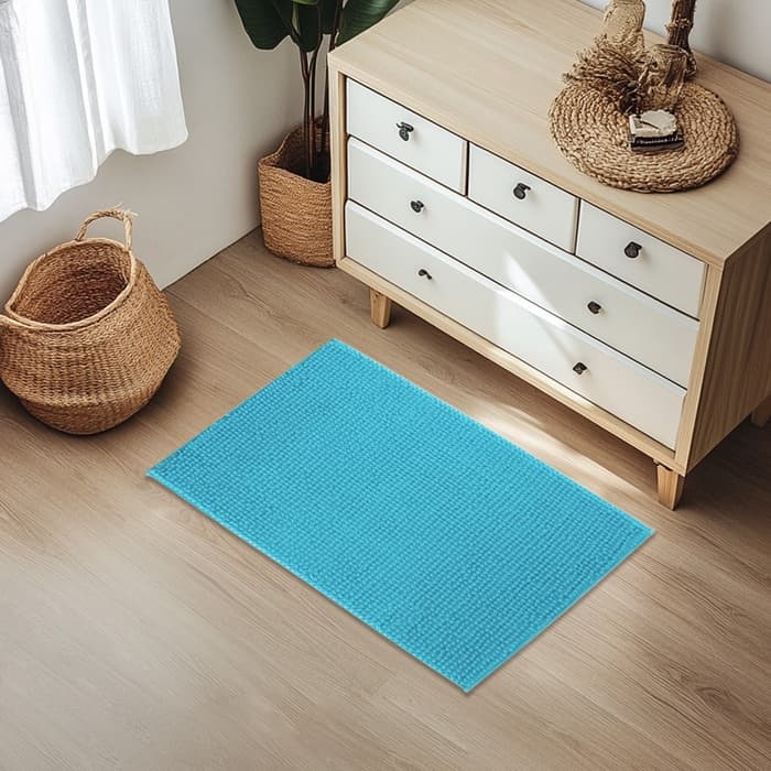 Коврик для дома Доляна «Букли», 50×80 см, голубой