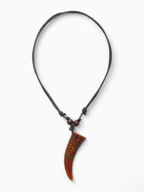 Кулон унисекс «Клык», коричнево-чёрный на чёрном шнурке, 40-80 см