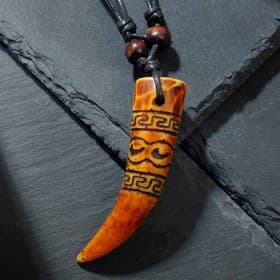 Кулон унисекс «Клык», коричнево-чёрный на чёрном шнурке, 40-80 см