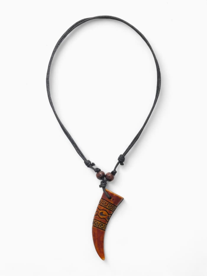Кулон унисекс «Клык», коричнево-чёрный на чёрном шнурке, 40-80 см