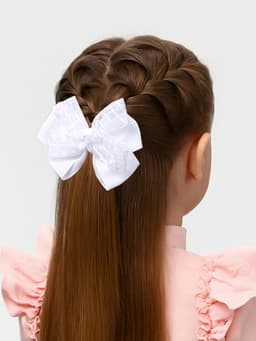 Бант для волос на резинке «Школьница», клеточка, 9 см, белый